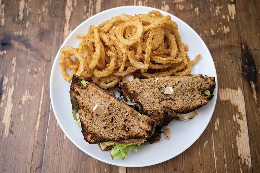 Rooster’s smoked turkey BLT with provolone and avocado