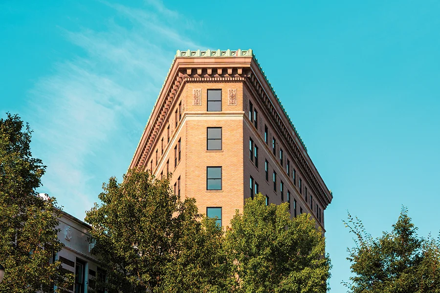 Exterior of Flat Iron Hotel