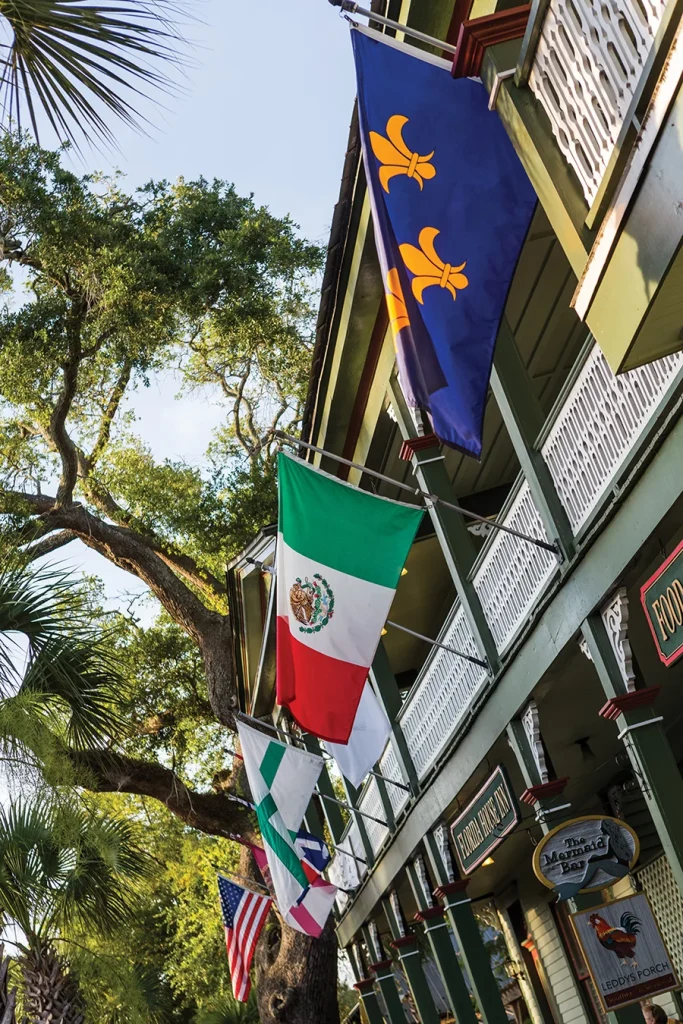 Eight Flags of Amelia Island on Florida house porch