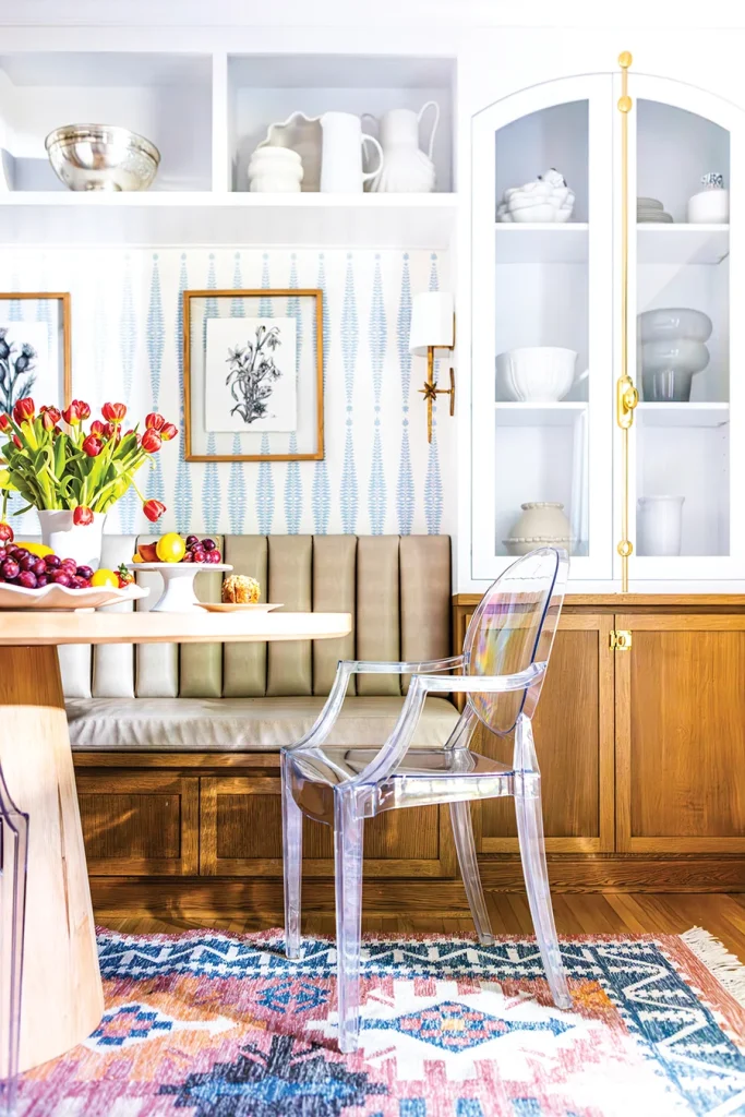 Kitchen nook by Cate Gutter. The lighting fixtures are from Visual Comfort and West Elm.