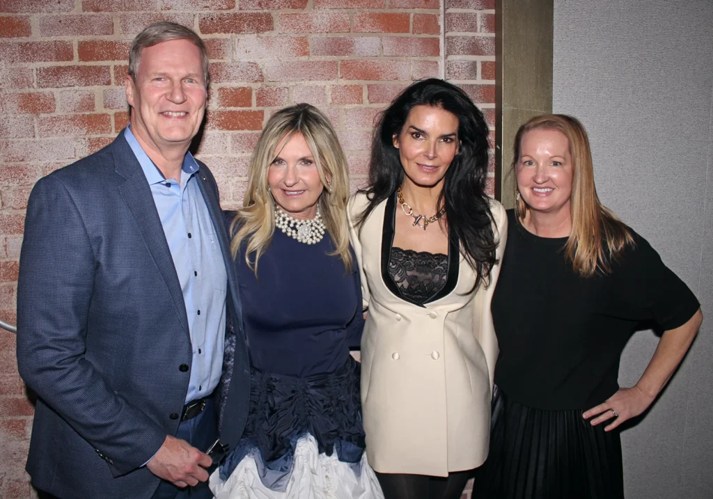 Bill and Stephanie True, Angie Harmon and Carrie Frank at Fashion Breathes Life for Cystic Fibrosis Foundation