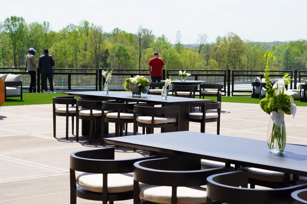 The patio outside the Ten Tenths Motor Club's clubhouse in Concord. Photo by Ashley Stroehlein.