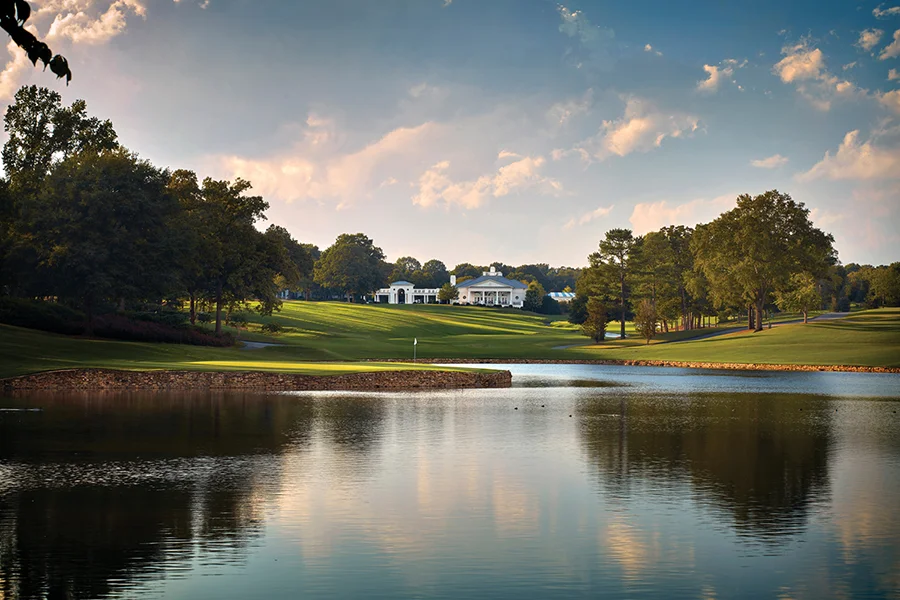 The view from a pond at Quail Hollow Club in south Charlotte.