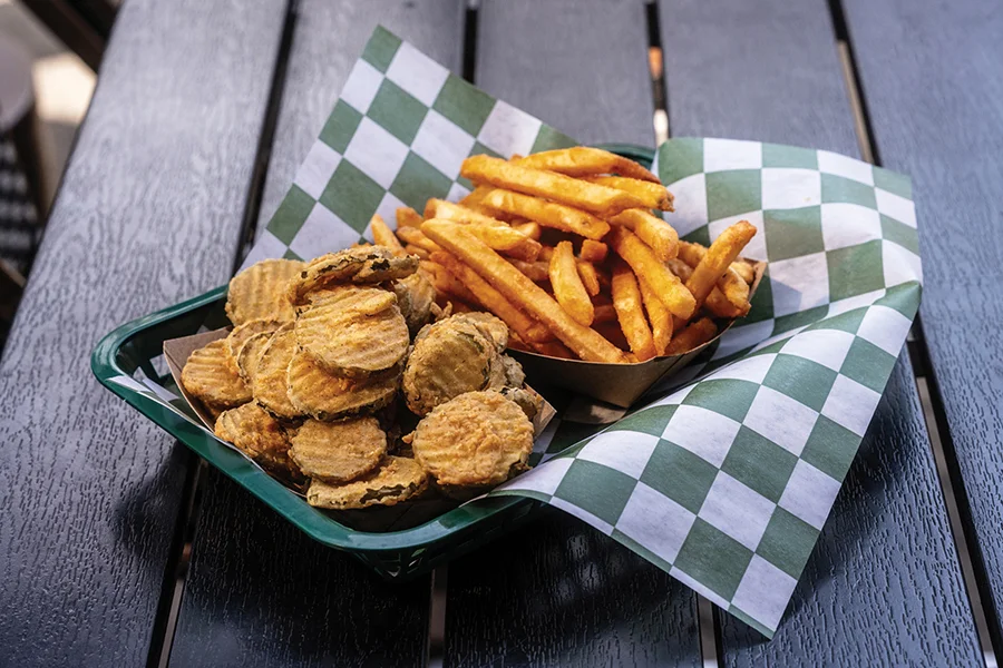 Selwyn Pub's southern fried pickles and fries with Sriracha ranch