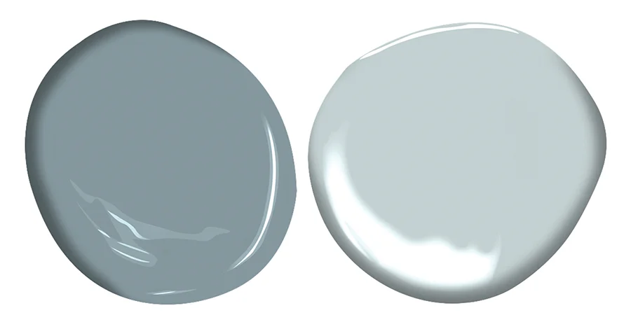 Benjamin Moore paint in Water’s Edge and Brittany Blue colors