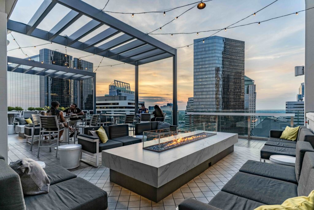 The view from Nuvole Rooftop TwentyTwo in uptown Charlotte.