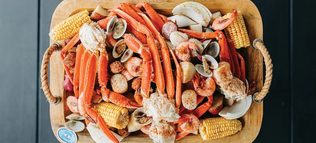 Topsail Steamer shrimp, scallops, crab legs and corn