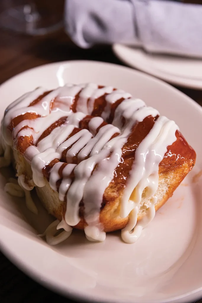 Giant cinnamon roll at Little Mama’s Italian