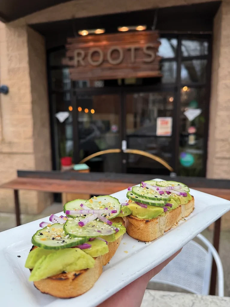 Avocado toast at Roots Cafe