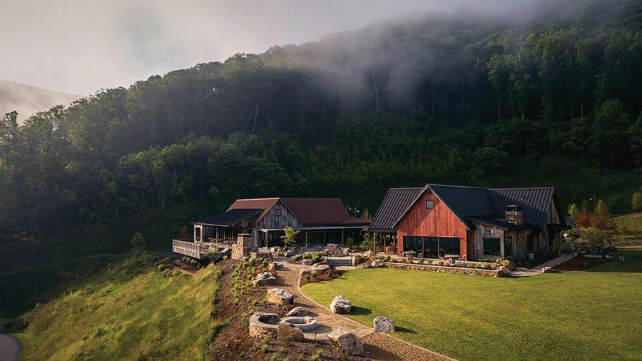 The Summit House and Mine Tavern, dining venues at Balsam Mountain Preserve near Sylva