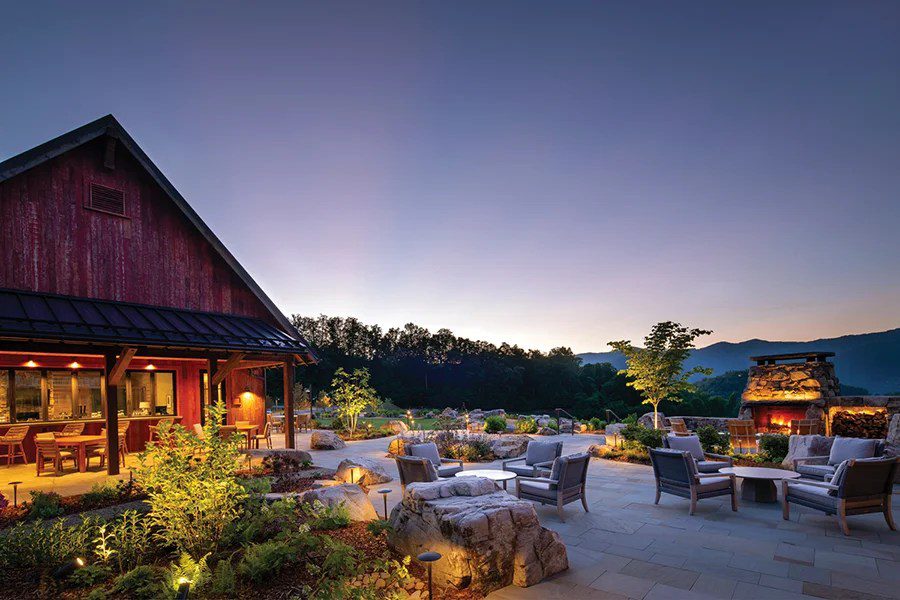The Summit House and Mine Tavern, dining venues at Balsam Mountain Preserve near Sylva