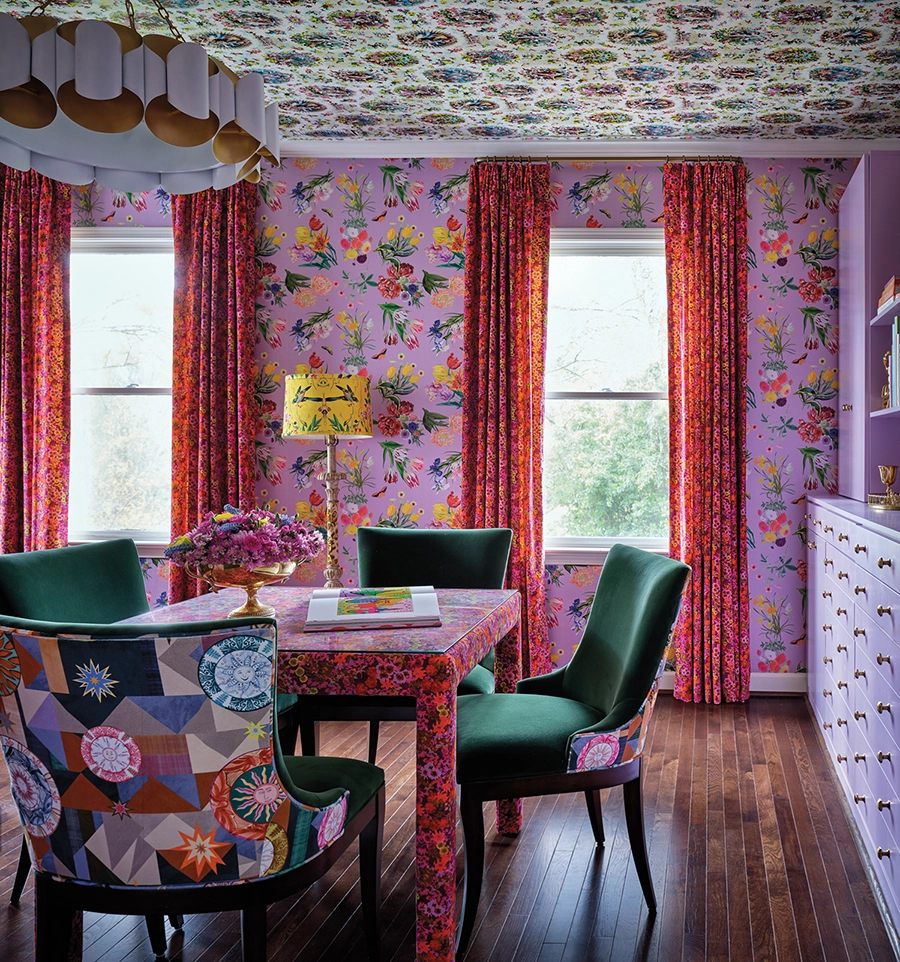 Purple and red office